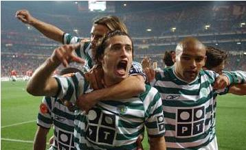 Sporting's Brazilian player Rochemback celebrating.