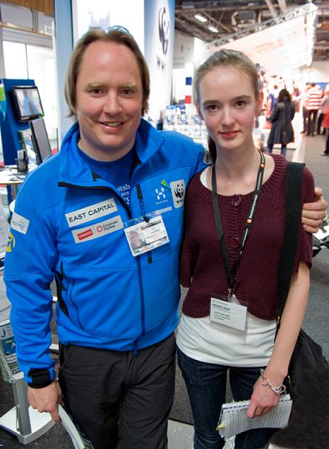 Ola Skinnarmo och Strandarens chefredaktör tillika reporter Linnea Carlström.